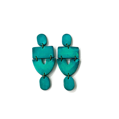 Ember Gold Statement Earrings in Bronze Veined Turquoise Magnesite Red  Oyster | Kendra Scott